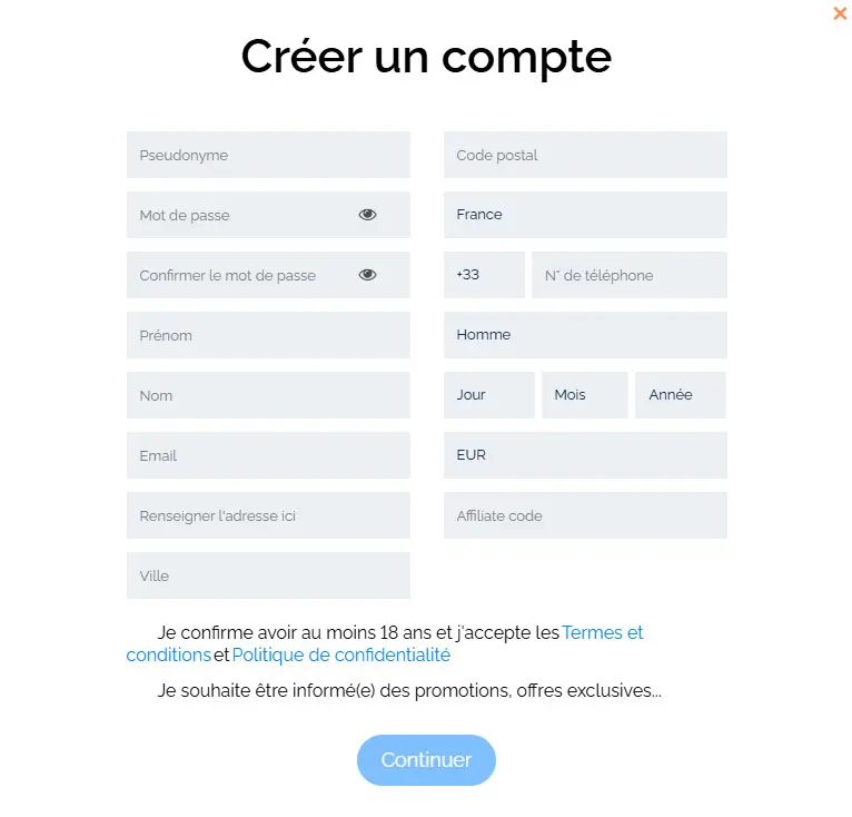 Euslot Casino registration process