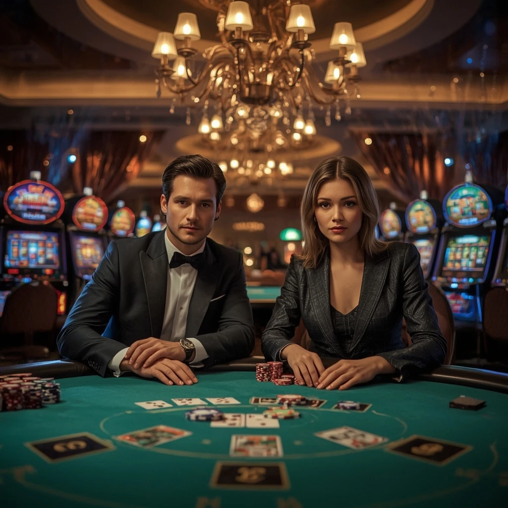 Two poker players at EUSLOT CASINO in India